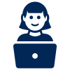 Icon einer Frau am Laptop symbolisiert keine Ausfallzeiten nach AviClear Aknebehandlung, effektive Therapie in Rheda-Wiedenbrück